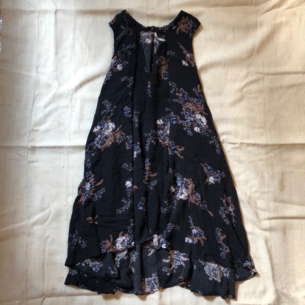 Free people black floral sleeveless mini dress